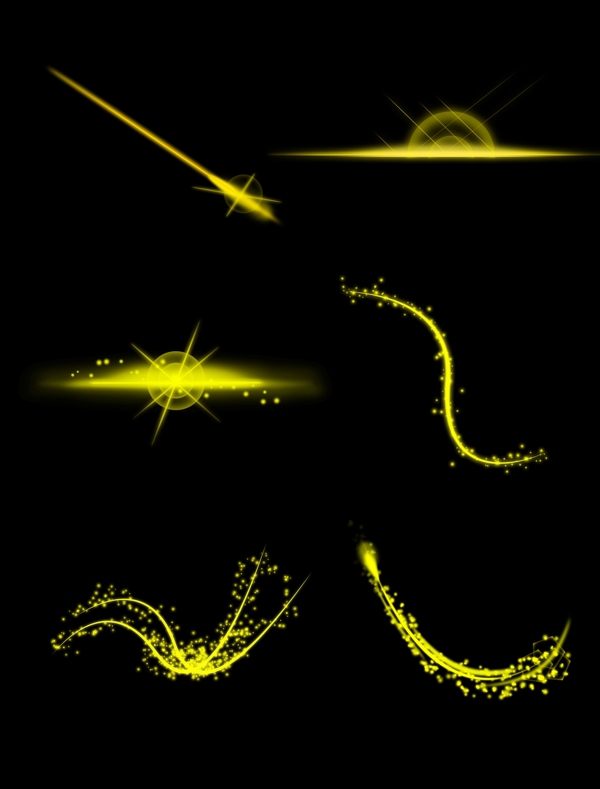 金色光效直曲线粒子光晕发光素材可商用PS