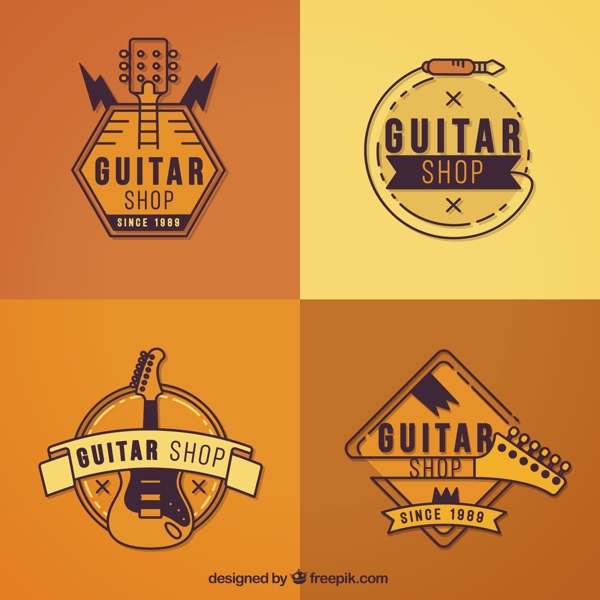 收集橙调的吉他标志
