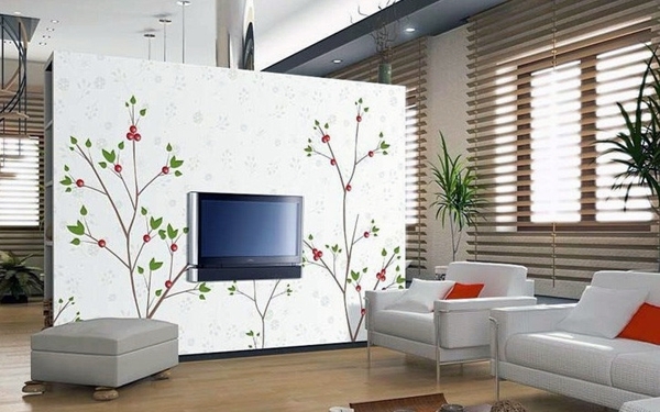 独特的大户型欧式客厅植物液体壁纸装修效果图