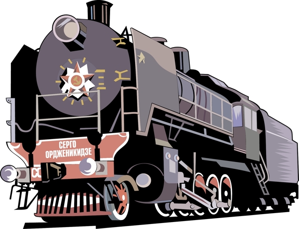 老式蒸汽火車矢量效果圖