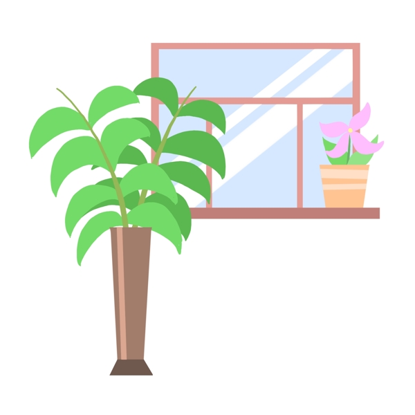 窗户绿色植物花盆