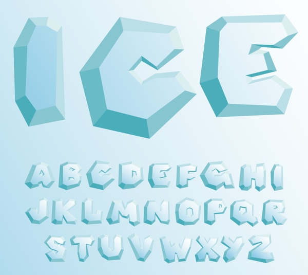 冰块效果字母设计矢量素材下载