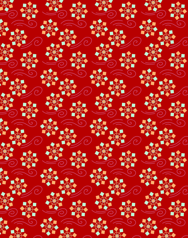 花朵云紋紅色移門圖片