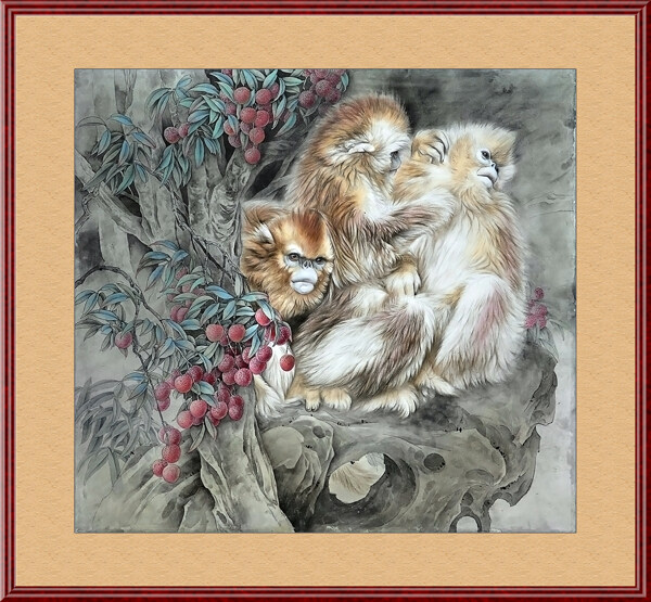 工筆畫金猴圖片