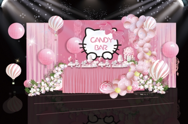 粉色卡通可爱宝宝宴甜品区效果图