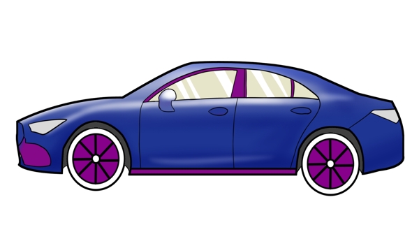 紫兰汽车装饰插画
