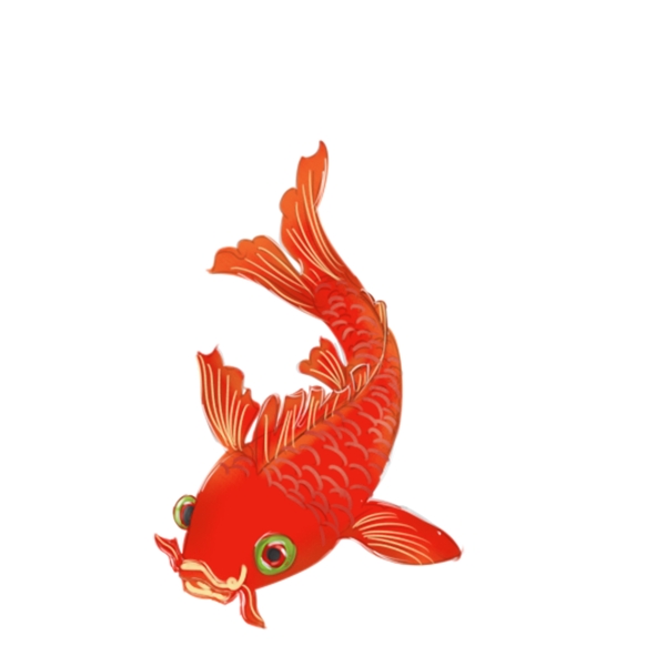 可商用紅色喜慶手繪可愛(ài)中國(guó)風(fēng)錦鯉裝飾元素