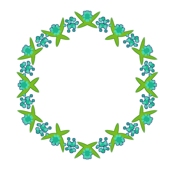 绿色植物花环插图