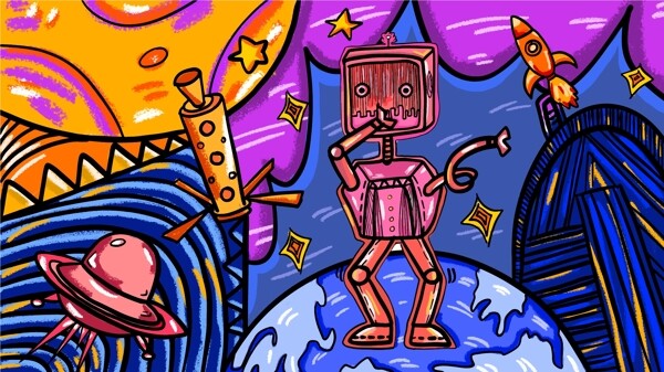 机器人在宇宙跳舞