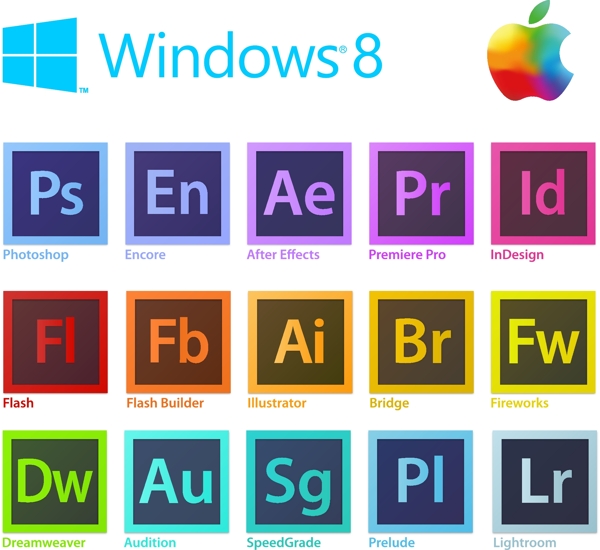 Adobe系列win8苹果logo