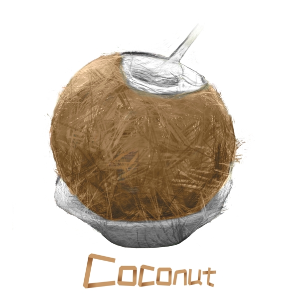 线圈印象手绘椰子饮料原创商用元素
