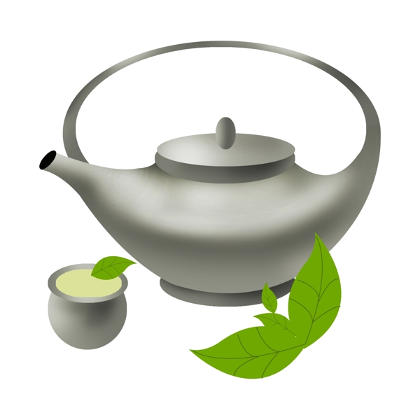 创意茶壶茶杯插画