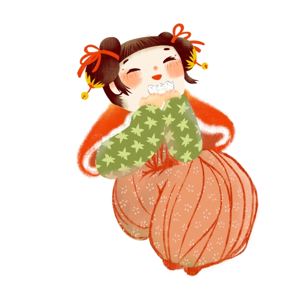 中國風(fēng)吃餃子的女孩