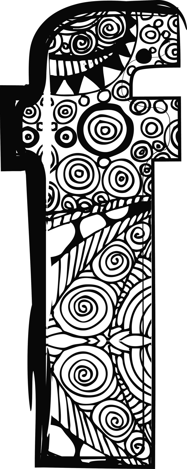 字母F與抽象畫(huà)矢量圖