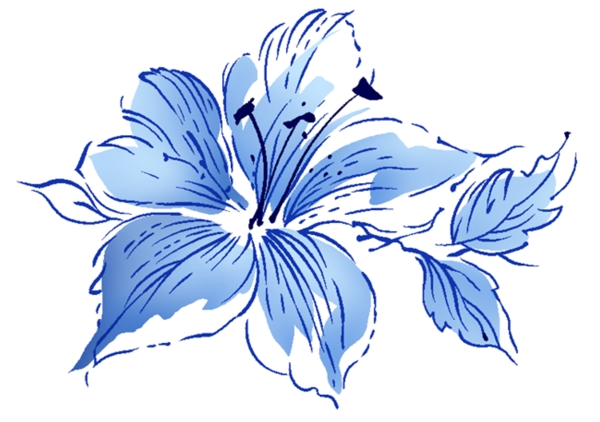 藍(lán)色水墨花的素材