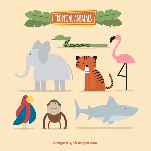 7款卡通热带动物矢量素材