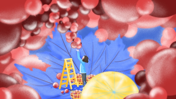 霜降二十四節(jié)氣女孩插畫