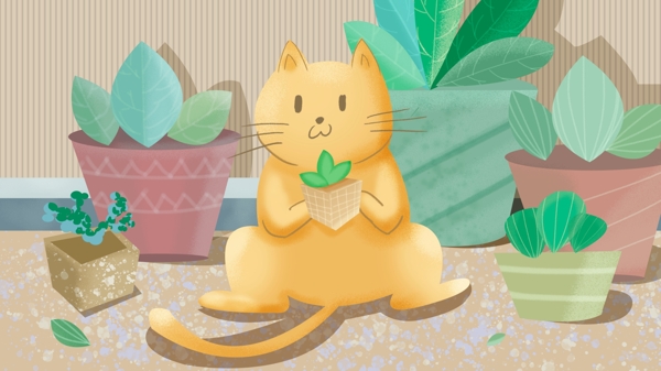 萌宠系列热爱植物的猫