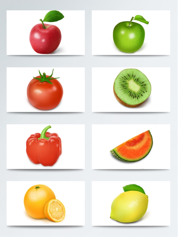 不同种类水果高清立体图标素材