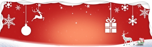 红色圣诞老人圣诞树卡通banner背景