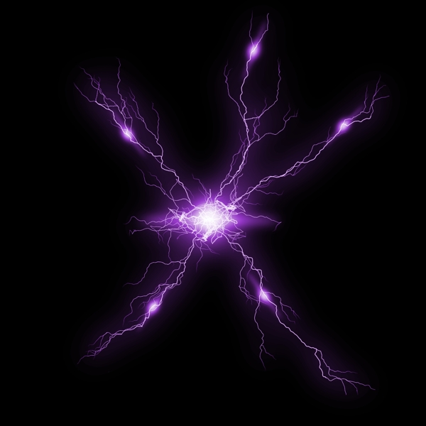 紫色米字形闪电效果