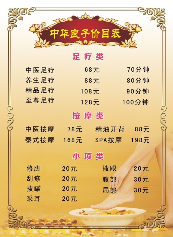 價目表