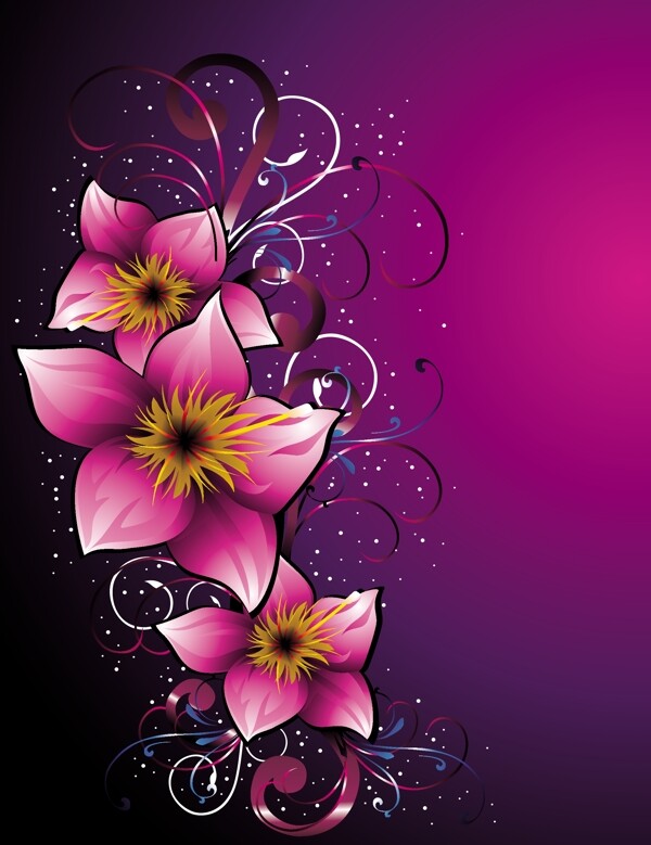 紫色花卉元素背景素材
