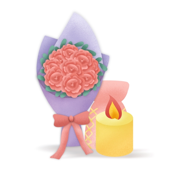 小清新浪漫花束和香薰蜡烛