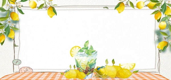 夏日柠檬饮料banner背景设计