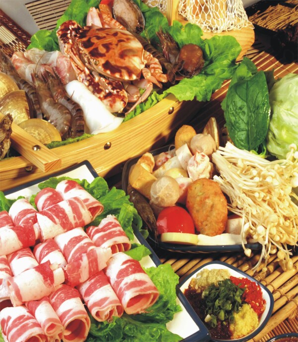 日式涮火锅生食料图片