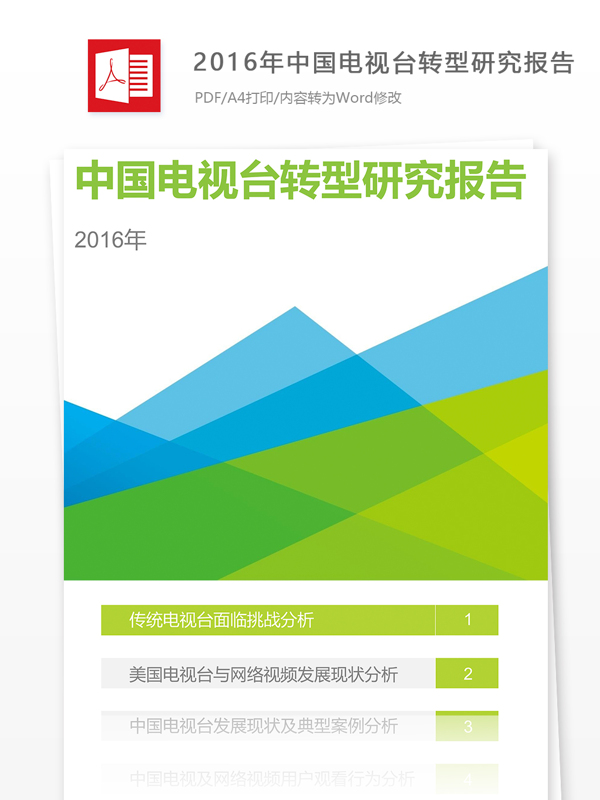 2016年中国电视台转型研究报告