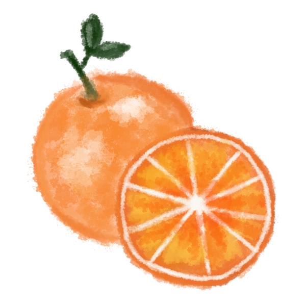 卡通手绘新鲜可口的橙子免抠图