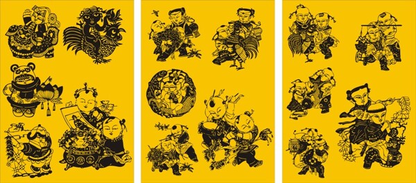 傳統(tǒng)剪紙設(shè)計矢量圖下載