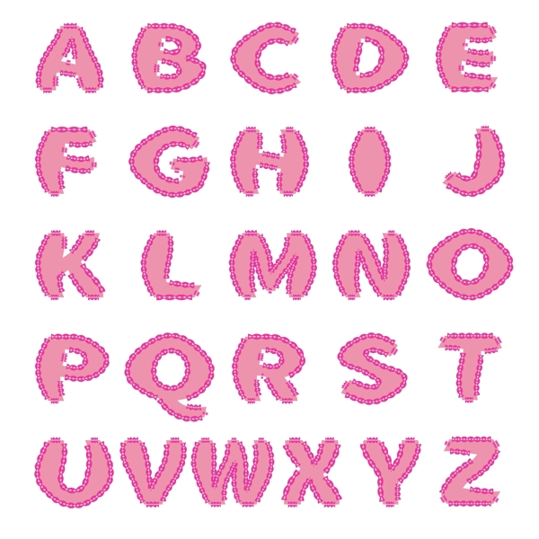 粉色花边英文字母表
