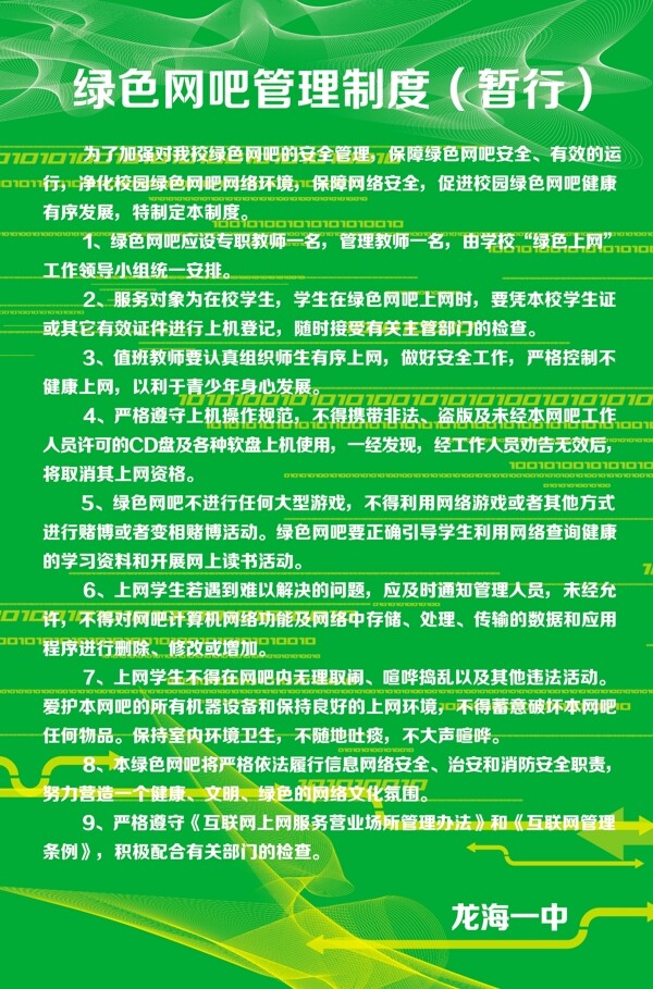 網(wǎng)吧職責(zé)展板圖片