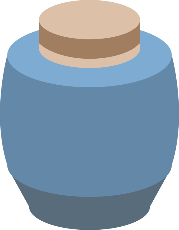 2.5D罐子瓶子蓝色古风陶罐可商用元素