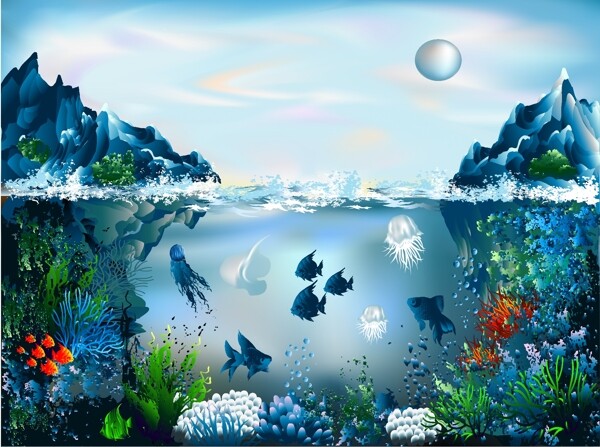 絢麗海底世界矢量圖下載
