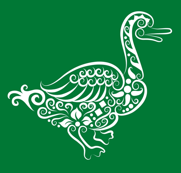 鴨子剪紙花紋
