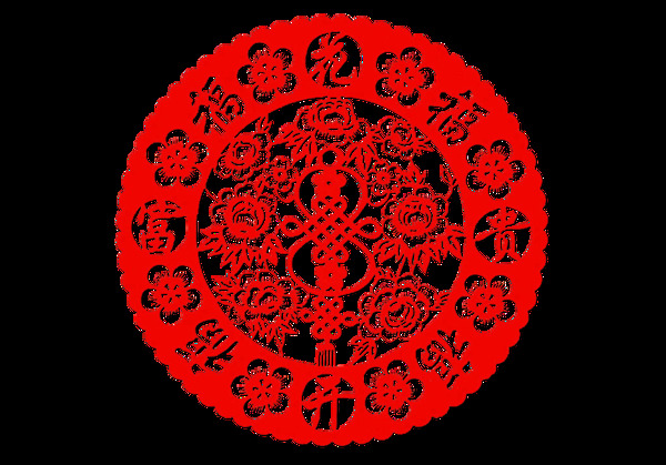 紅色中國(guó)剪紙畫(huà)png元素