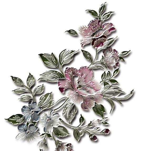 金丝刺绣花卉设计