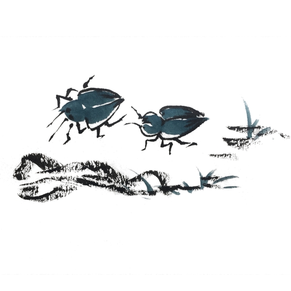 中国风水墨昆虫瓢虫手绘