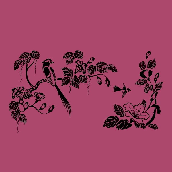 印花矢量圖動(dòng)物鳥植物花朵免費(fèi)素材