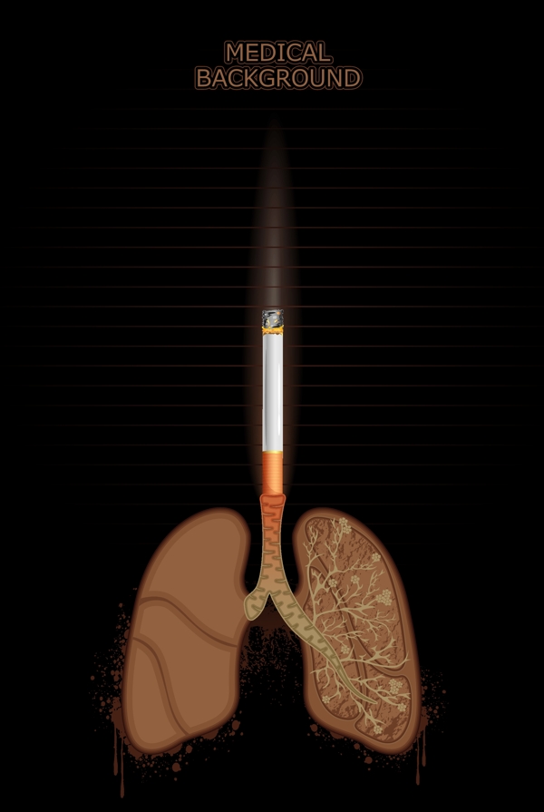 吸煙危害肺部健康醫護海報矢量圖