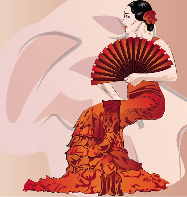 東方古典女性矢量素材
