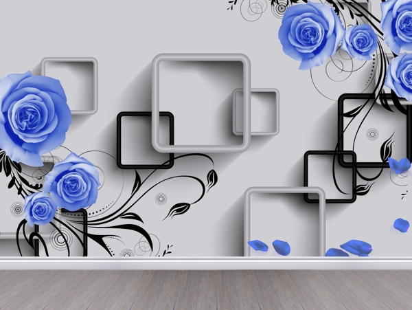 3D花朵方框背景墙
