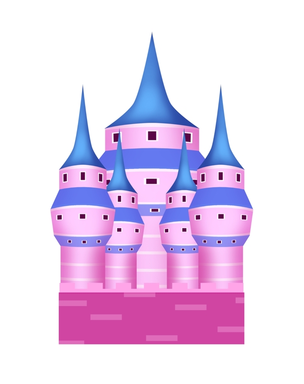 紫色城堡卡通插画