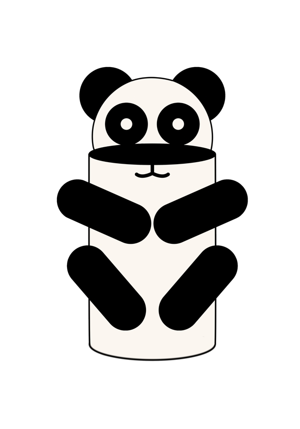 卡通熊猫笔筒造型设计