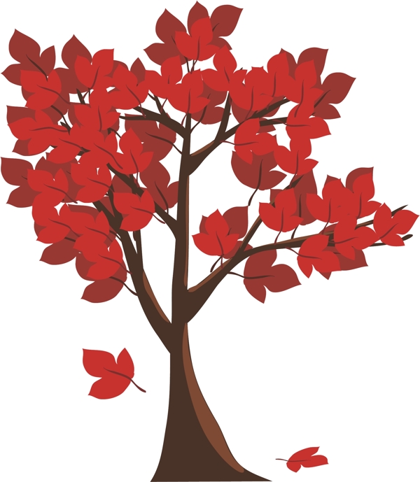 秋天的红色树叶插画