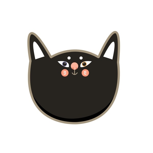 小黑猫傲娇笑脸图案免抠下载