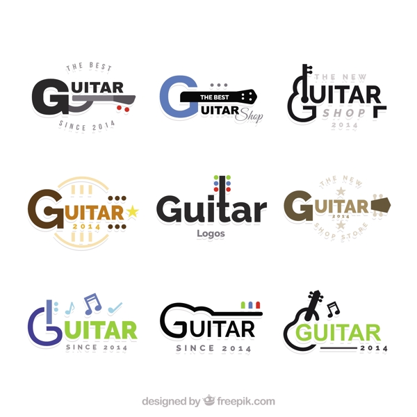 伟大的吉他标志收集与色彩元素